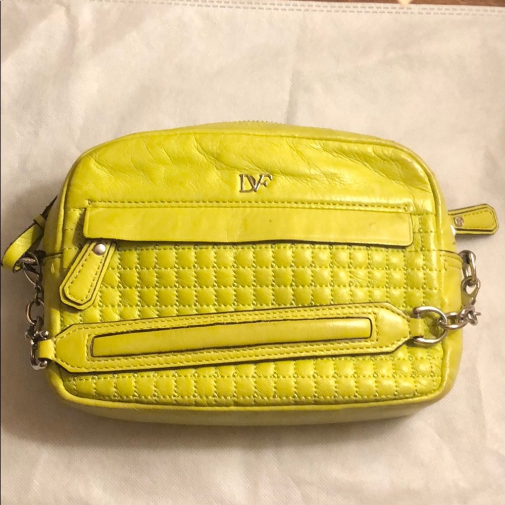 Diane von Furstenberg DvF Lime Green quilted Bag